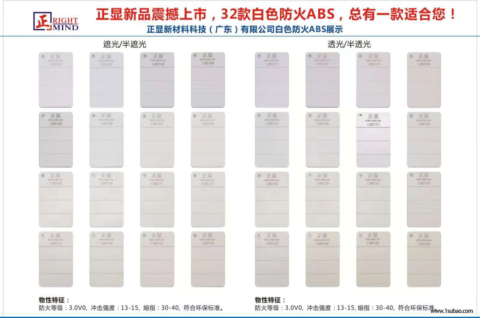 ABS东莞正显塑胶 L801 32款ABS防火白改性塑料图2