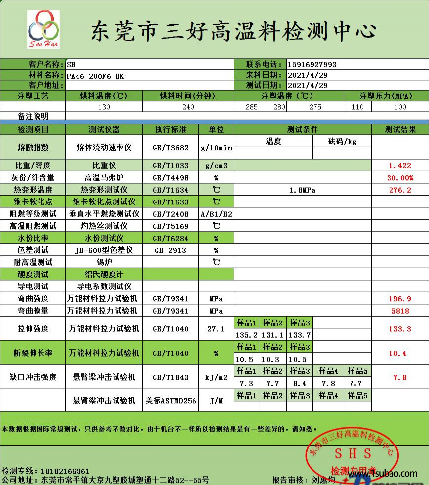 PA46東莞三好塑膠 200F6 無鹵阻燃改性塑料圖4