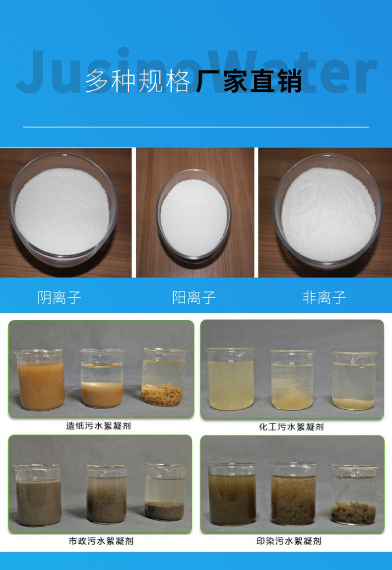 生產(chǎn)廠家直銷 聚丙烯酰胺陰離子陽離子非離子 pam 高分子絮凝劑示例圖8